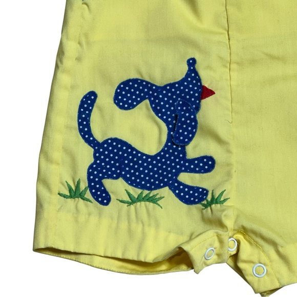 Vintage Yellow and Blue Dog Romper Baby 3-6mo - Picture 3 of 7